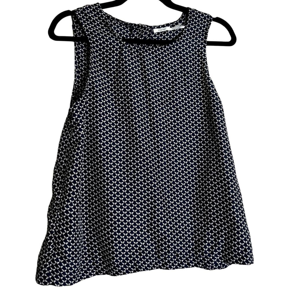Poetry Top Blouse Women Large Butterfly Sleeveless Casual Classic Minimalist